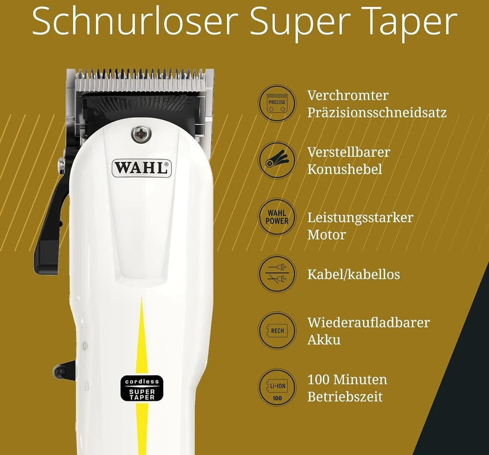 Wahl Wahl Cordless Combo Plus Case Super Taper, Beret ir dėklas plaukų kirpimo mašinėlių rinkinys