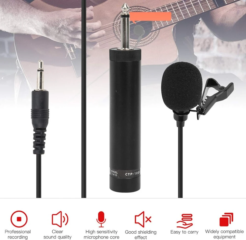 Walfront atvartinis mikrofonas, segamas saksafonui, laidinis profesionalus mikrofonas, saksafono mikrofonas, erhu atvartinis muzikinių instrumentų priedas (10m)