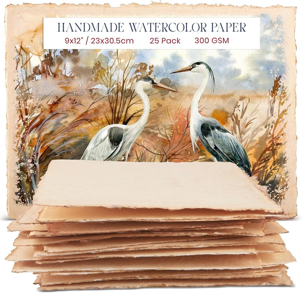 Wanderings storas rankų darbo vintažinis akvarelinis popierius su nelygiais kraštais - 23 x 30,5 cm - 300g/m²