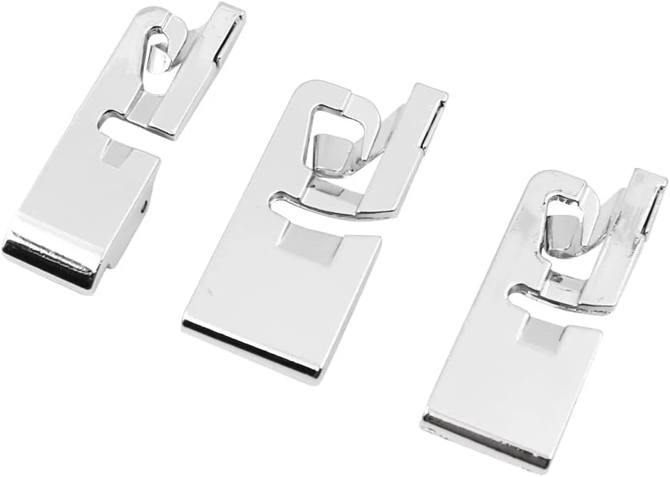Wangcl 3 dalių siauras valcuotas krašto siuvimo mašinos pėdelės rinkinys, tinkamas daugiafunkcinėms buitinėms siuvimo mašinoms (3/4/6 mm)
