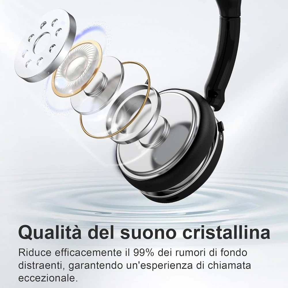 Wantek belaidės ausinės, bluetooth ausinės su mikrofono triukšmo slopinimu ir usb jungtimi, belaidės ausinės su mikrofonu, skirtos pc/office/zoom/skype/laptop