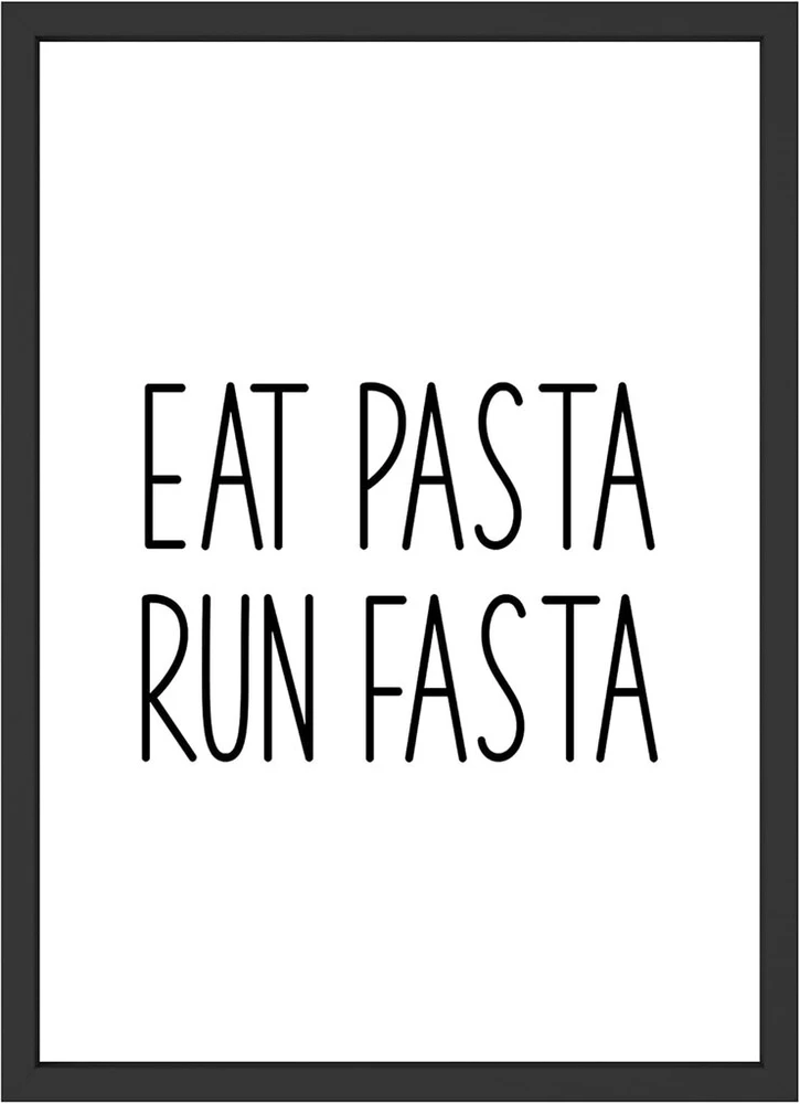Wbdesignz eat pasta run fasta juokingas posakis makaronų gerbėjams - sporto salės plakatas sporto fitneso paveikslėlis angliavandenių gerbėjams - makaronų sienų dekoracija virtuvės valgomajame (be rėmo)