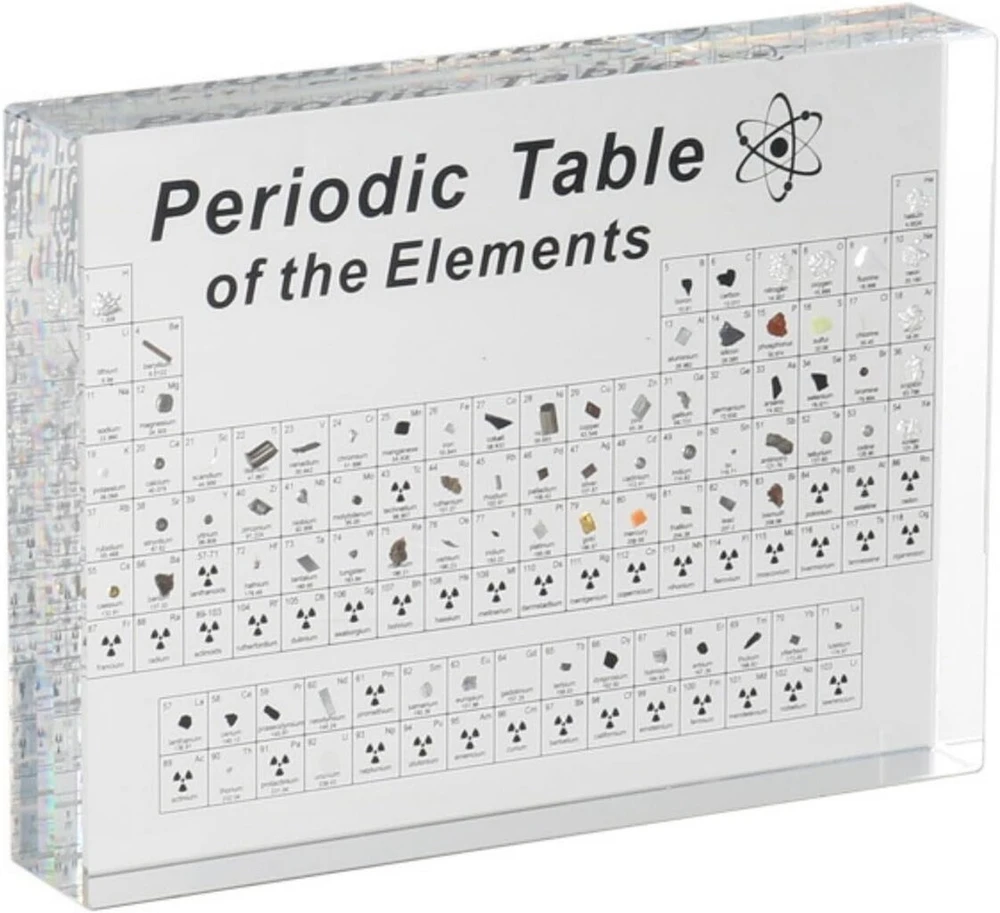 Wdmjxar periodinė elementų lentelė su tikrais elementais, 83 tikri elementai ir akrilo stovas mokslininkams, chemijos diagramų sudarymo įrankiai, dovanos ir amatų dekoracijos, 15 x 11,4 x 2 cm