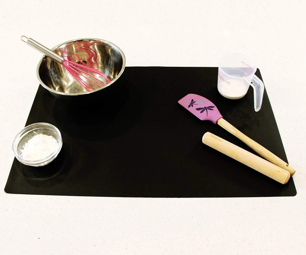 Webake silikoninis kilimėlis didelis 60 x 40 cm kepimo kilimėlis silikoninis kepimo kilimėlis nelipni danga tešlos kilimėlis kočiojimo kilimėlis fondanto kilimėlis fondanto pyragaičių picos kilimėlis, juodas