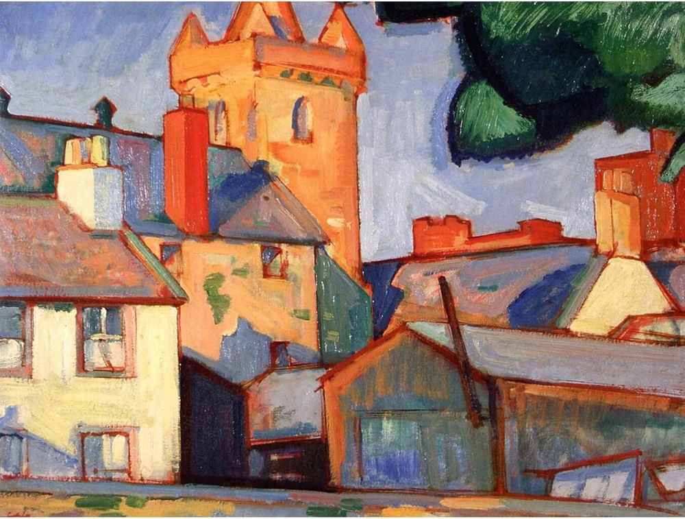 Wee Mėlyna Coo Prints Peploe Kirkcudbright Church meno spaudos plakatas Hp3870
