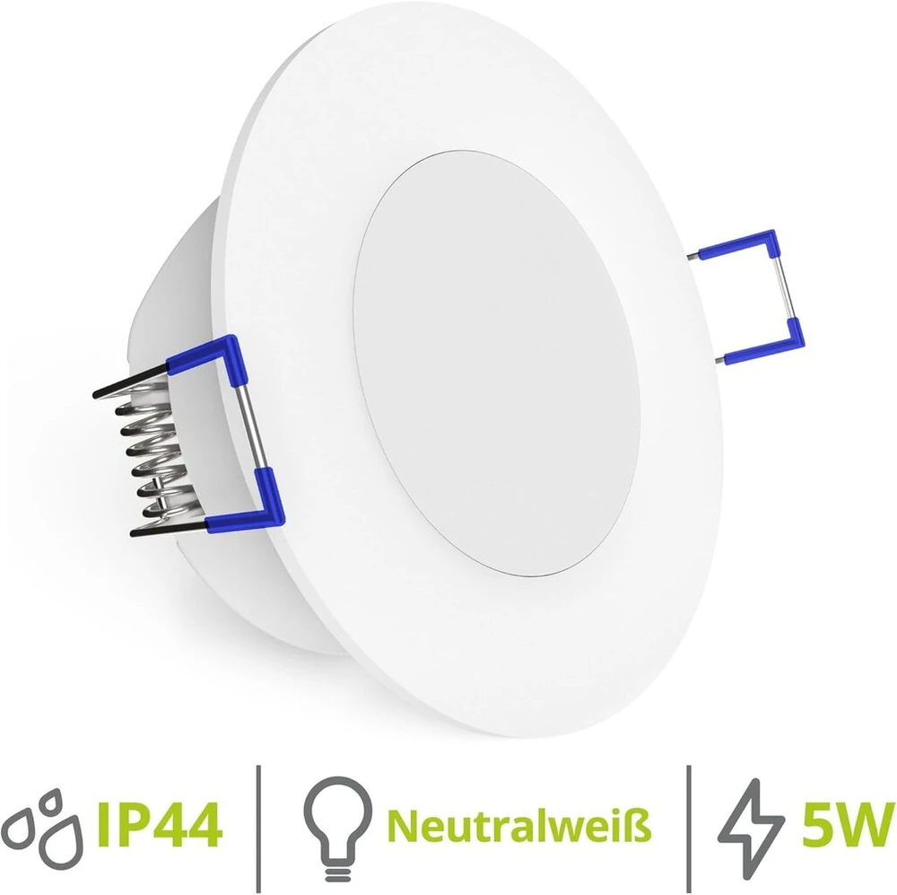 Weevo įleidžiami prožektoriai 5w, plokšti, apvalūs, šiltos baltos ir neutralios baltos spalvos šviesos diodai