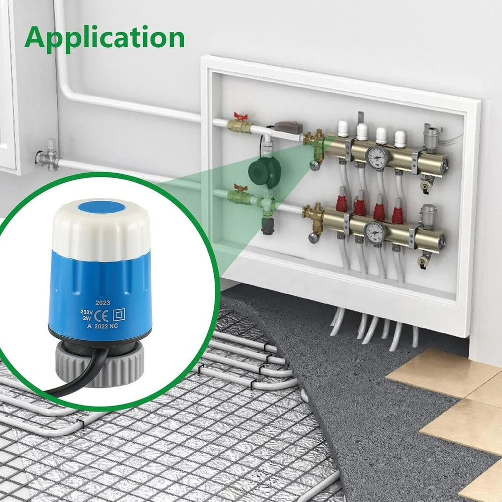 Wengart Ac230v termoelektrinė pavara Wgd01 M30 x 1.5 sriegis, normaliai uždaryta, skirta grindų šildymui (1 vnt.)
