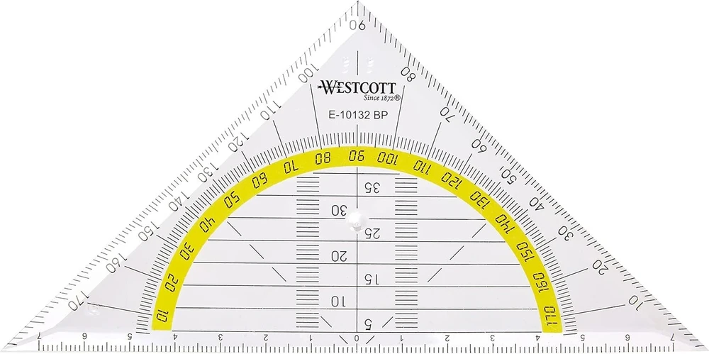 Westcott plastikinis trikampis, nedūžtantis, skaidrus