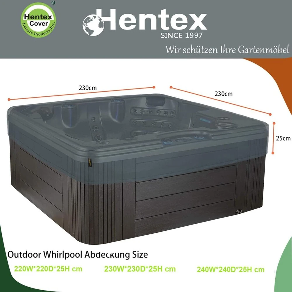 Whirlpool lauko uždangalas, stačiakampis baseino uždangalas, žieminis brezentas, baseino uždangalas, pilkas, 230 x 230 x 25 h cm