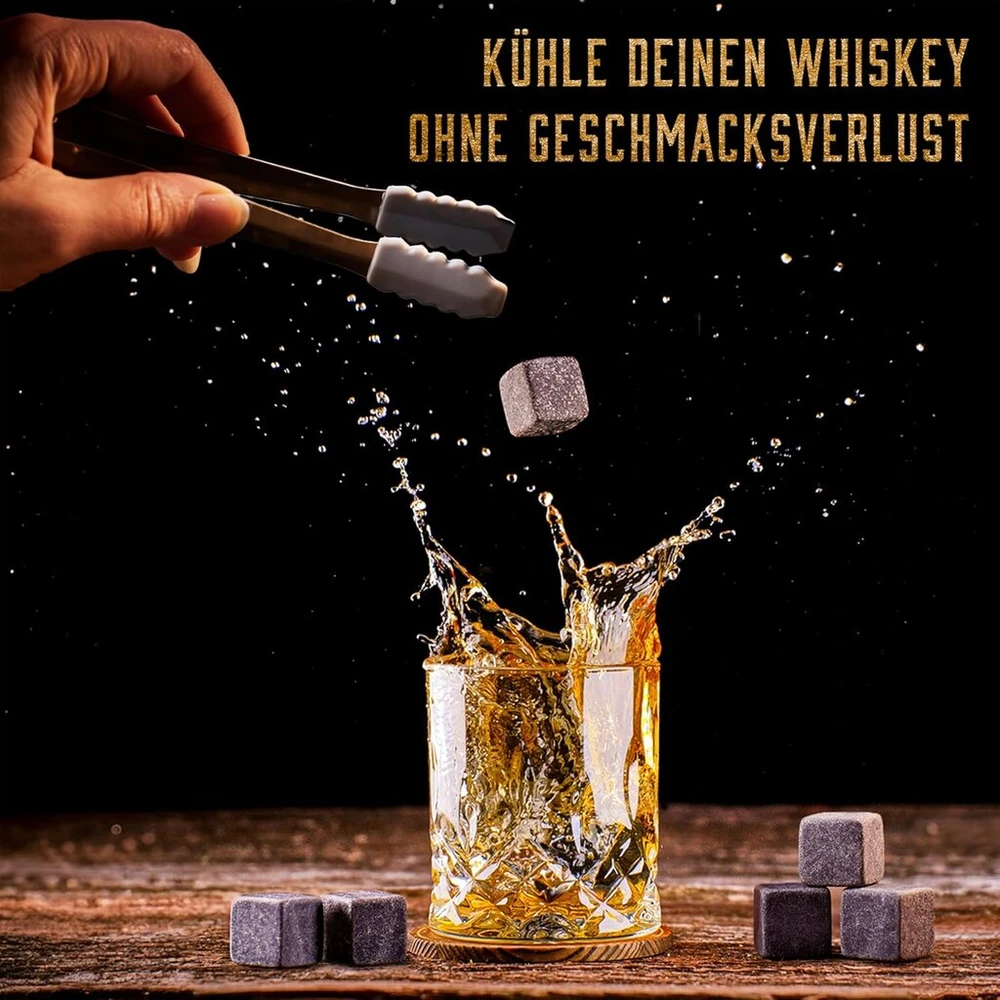 Whisiskey Viskių grafino rinkinys - Viskių dovanų rinkinys - Dovanos vyrams - Vyriškos dovanos - Gimtadienio dovana vyrui - Klasikinis grafinas 700 ml, 2 viskio stiklinės, 8 viskio akmenys
