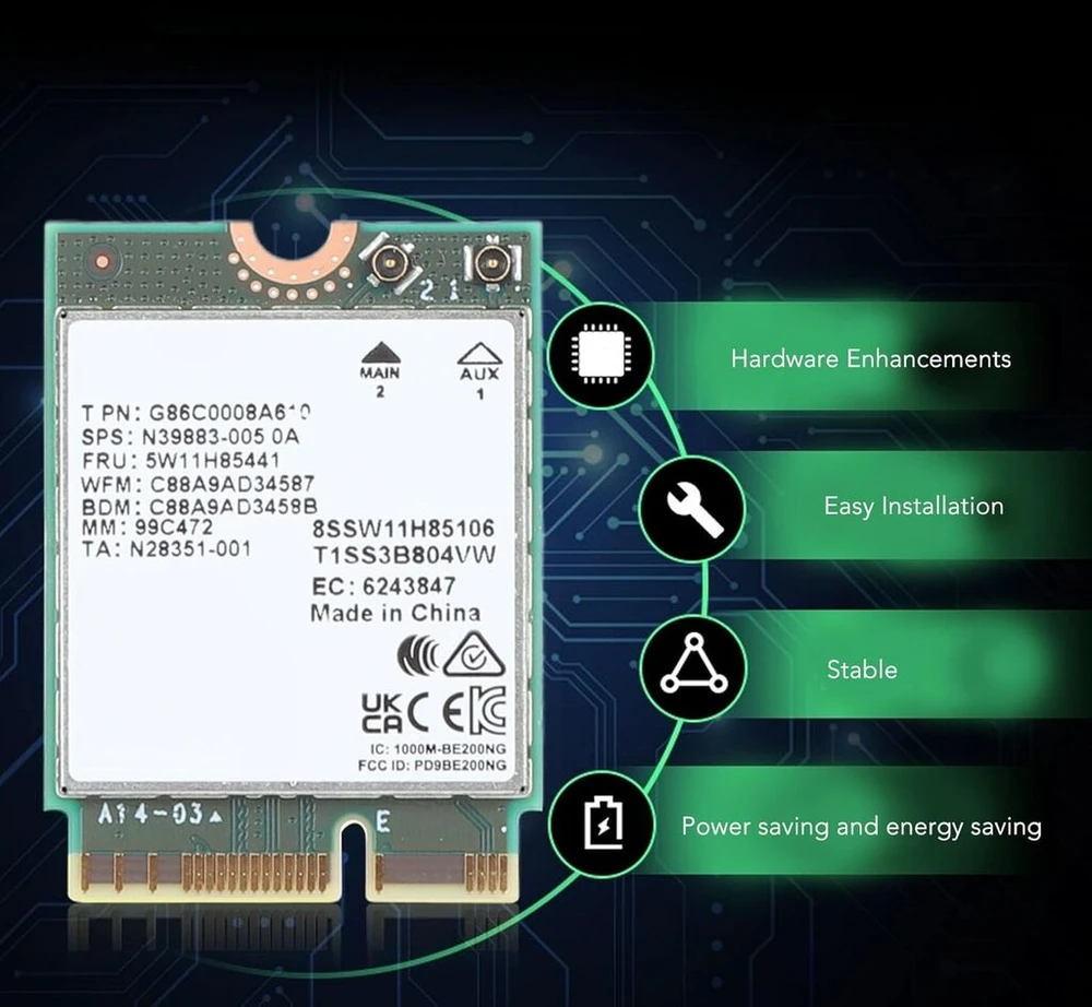 Wifi 7 Be200 Be200ngw M.2 Wifi plokštė Bt5.4 8774 Mbps palaiko Mu Mtmo Wifi 7 belaidį tinklą nešiojamam kompiuteriui naujas Wifi 7 adapteris, skirtas Pc Windows 11/10