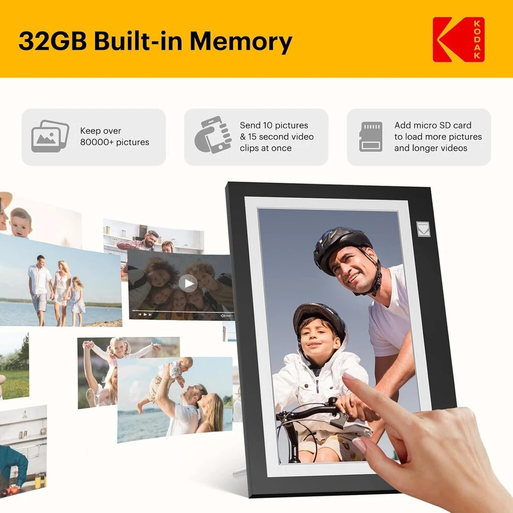 Wifi Skaitmeninis nuotraukų rėmelis, Hd 1366 x 768 Kodak Jutiklinis elektroninis nuotraukų rėmelis, 11.6 colių, Išmanusis elektroninis nuotraukų rėmelis su 32 Gb atmintimi