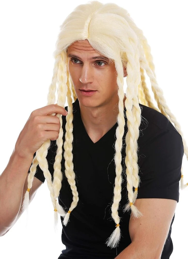 Wig Me Up - 68286-frp03c Perukas karnavalui Helovinui Vyrams Moterims Ilgos Perforuotos Kasos Šviesus Vikingų Bardas