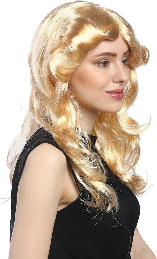 Wig Me Up - 90682-za02 moteriškas karnavalinis perukas ilgas banguotas su sklastymu per vidurį šviesus aukso spalvos romantiškas