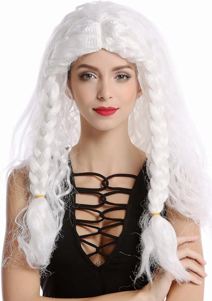 Wig Me Up - 91154-za68/za62 perukas moterims vyrams karnavalas Helovinas ilgas baltas pintas storos kasos ledo princesė senas vikingas barbaras