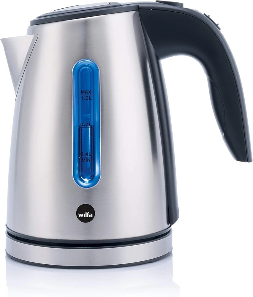 Wilfa Quick Boil S virdulys - 1 litro talpa, 1500 W, išorinis vandens lygio indikatorius, automatinis išjungimas, sidabrinis