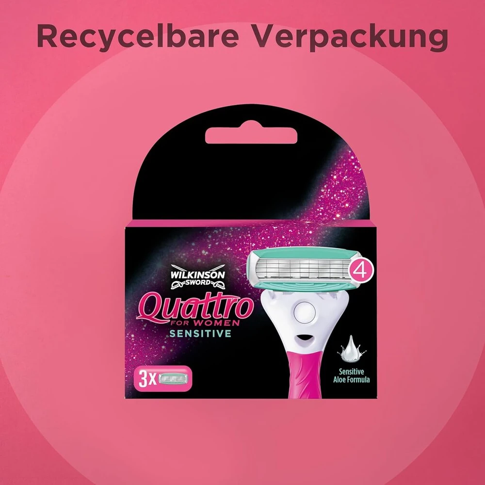 Wilkinson Sword Quattro for Women Sensitive 3 Skustuvo Galvutės