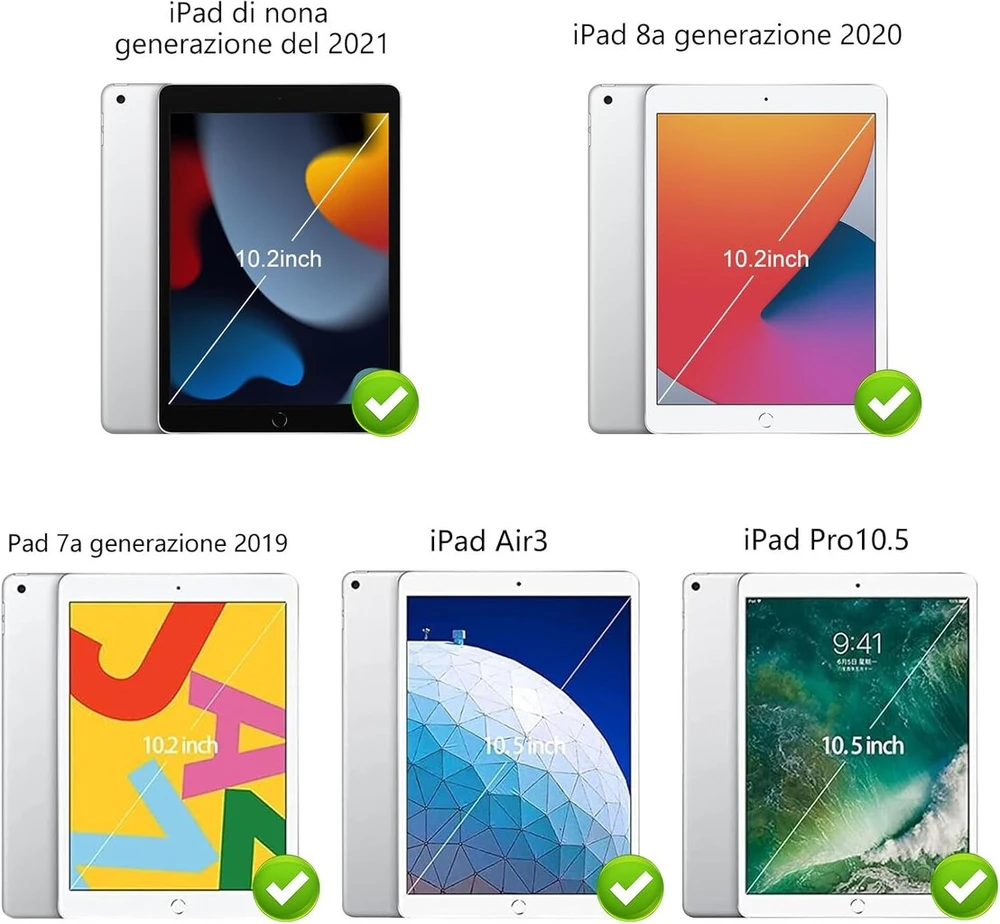 Winchking dėklas su klaviatūra, skirtas ipad 9/7/8 kartai, ipad air3, ipad pro10.5, 7 spalvų apšviesta klaviatūra, 10.2 colių, su rašiklio laikikliu, itališka bluetooth klaviatūra (juoda)