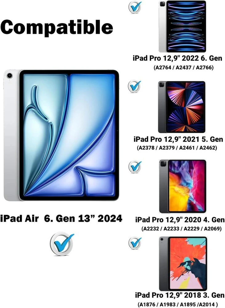 Winchking Magic Klaviatūra Ipad Air 13 - Apšviesta Magic Klaviatūra su Trackpad, skirta Ipad Pro 12.9 Inch 6th/5th/4th/3rd - Plaukiojančio stovo dizainas