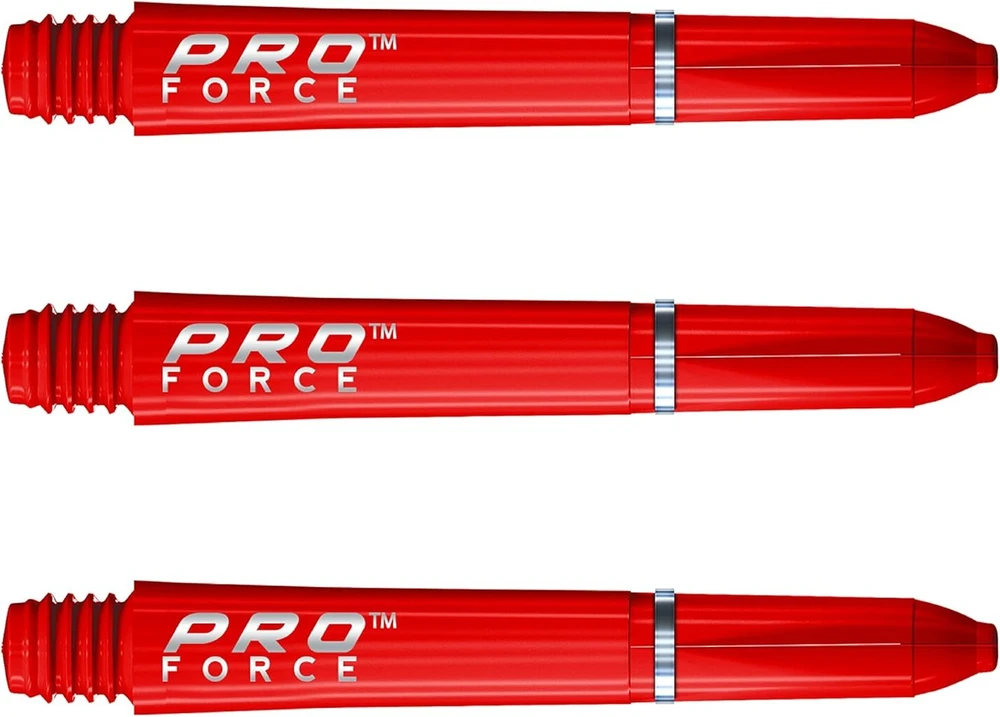 Winmau Pro-force Raudona Short nailoniniai smiginio koteliai su žiediniu sukibimu - 1 komplektas pakuotėje (iš viso 3 koteliai)