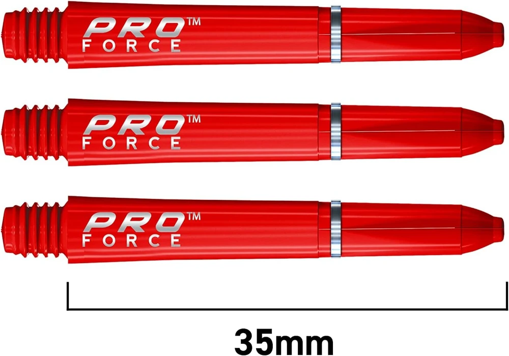 Winmau Pro-force Raudona Short nailoniniai smiginio koteliai su žiediniu sukibimu - 1 komplektas pakuotėje (iš viso 3 koteliai)