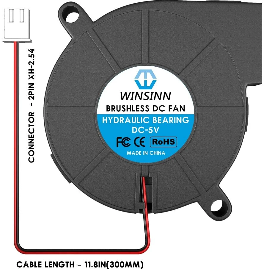 Winsinn 5015 ventiliatorius 5v 3d spausdintuvas 5v ventiliatorius pūstuvas turbina hidraulinis guolis bešepetinis aušinimas 50mm x 15mm 2pin (4 vnt.)
