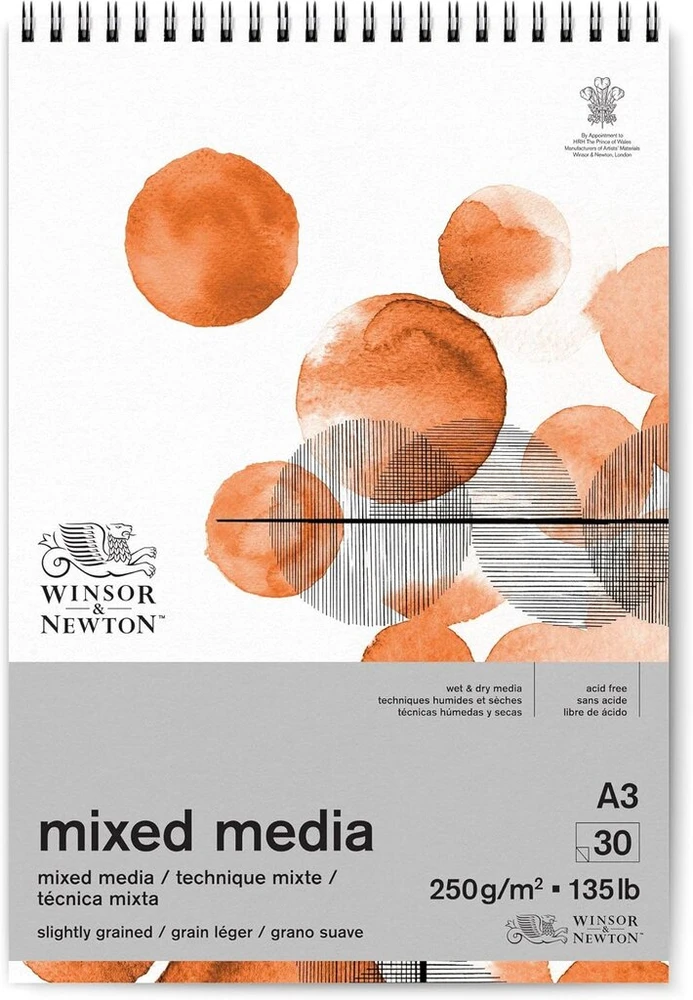 Winsor & Newton A3 250 g/m² popierius mišrioms technikoms, 30 lapų