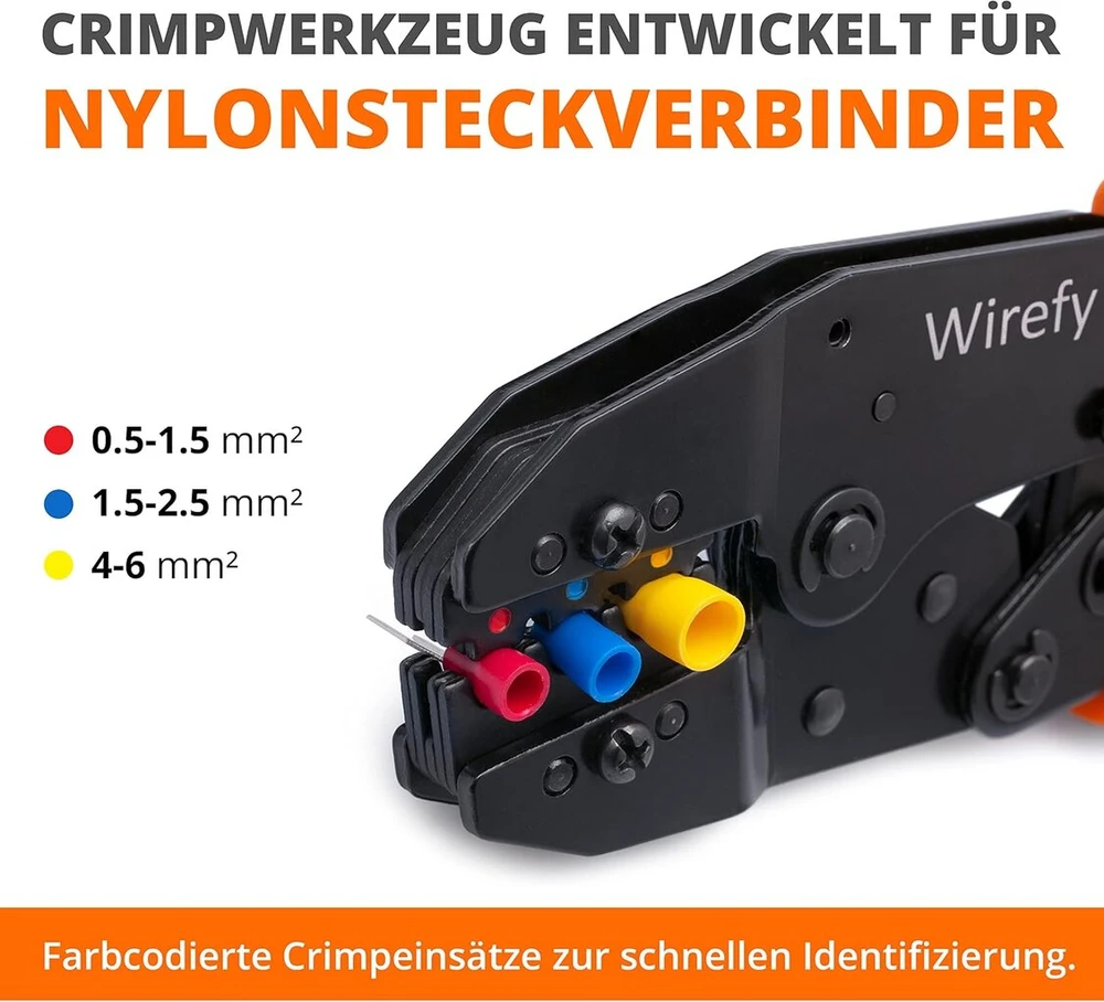 Wirefy replės kabelių jungtims užspaudimui - kabelių replės, užspaudimo replės, izoliacinės replės, antgalių replės su keičiamomis matricomis