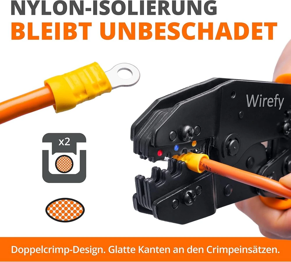 Wirefy replės kabelių jungtims užspaudimui - kabelių replės, užspaudimo replės, izoliacinės replės, antgalių replės su keičiamomis matricomis