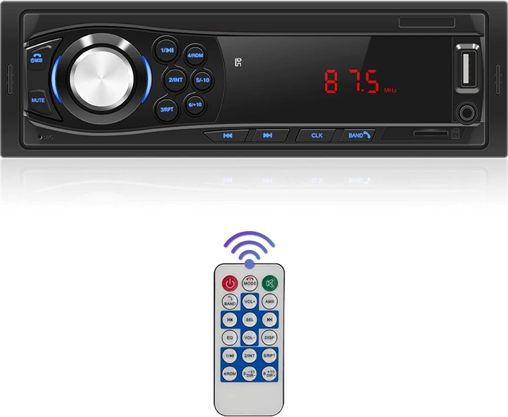 Automagnetola Wisdom Line Bluetooth automobilinis radijas su Usb, Aux įvestimis, laisvų rankų įranga ir išmaniųjų telefonų jungtimi geresnei garso patirčiai