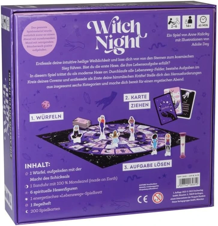 Witch Night – vakaras su raganomis. Patikrinkite savo žinias ir išlaisvinkite savo vidinę galią: vakarėlių žaidimas 2–6 asmenims nuo 14 metų | Daugiau nei 180 klausimų iš 6 kategorijų