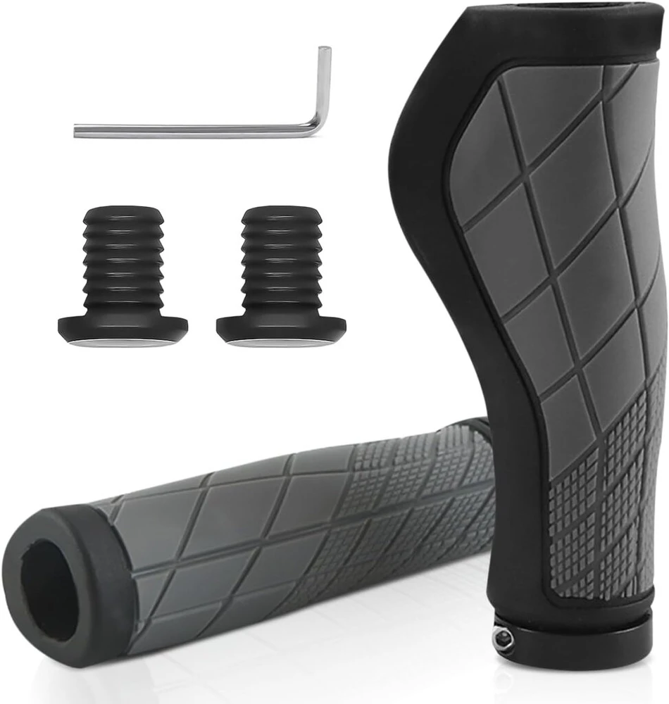 Wiyety Ergonomiškos dviračio rankenos: rankenos Mtb dviračiams, ergonomiškos dviračio rankenos, neslystančios rankenos 22,2 mm dviračiams, kalnų dviračiui, juodos