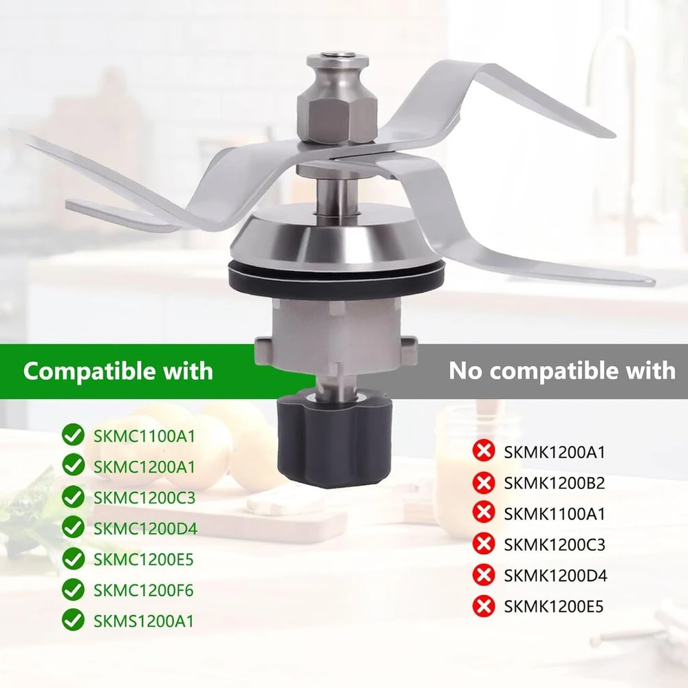 Wjelet nerūdijančio plieno atsarginis peiliukas + valymo šepetėlis, skirtas Silvercrest Monsieur Cuisine Connect ir Monsieur Cuisine Smart maisto kombainams, suderinami maisto kombaino priedai, peiliukų rinkinys