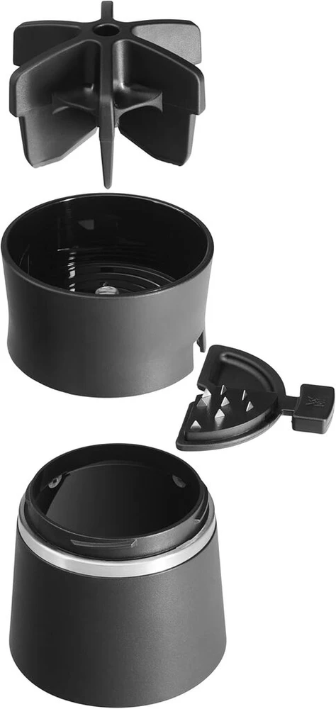 Wmf Gourmet spiralinis pjaustytuvas su likučių laikikliu 14 cm, rankinis daržovių makaronų, cukinijų spiralinis pjaustytuvas, juostelės ir spiralės