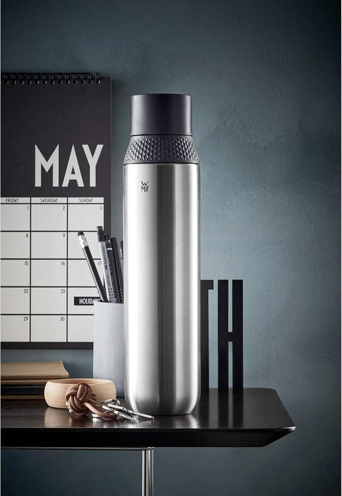 Wmf Waterkant Iso2go nerūdijančio plieno gertuvė, 750 ml, termosas, izoliuota gertuvė, tinkama gazuotiems gėrimams, Autoclose uždarymas, nepralaidi, be Bpa