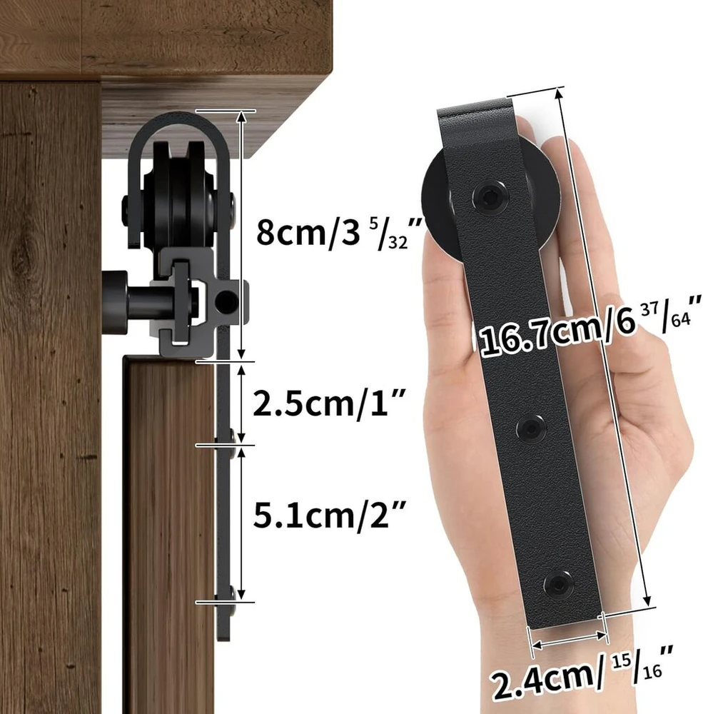 TV staliukas Wolfbird 152 cm / 5 pėdų bėgelio super mini stumdomų durų furnitūros rinkinys vienoms durims, mažai spintelei, naudojamas Tv staliukui (be spintelės)