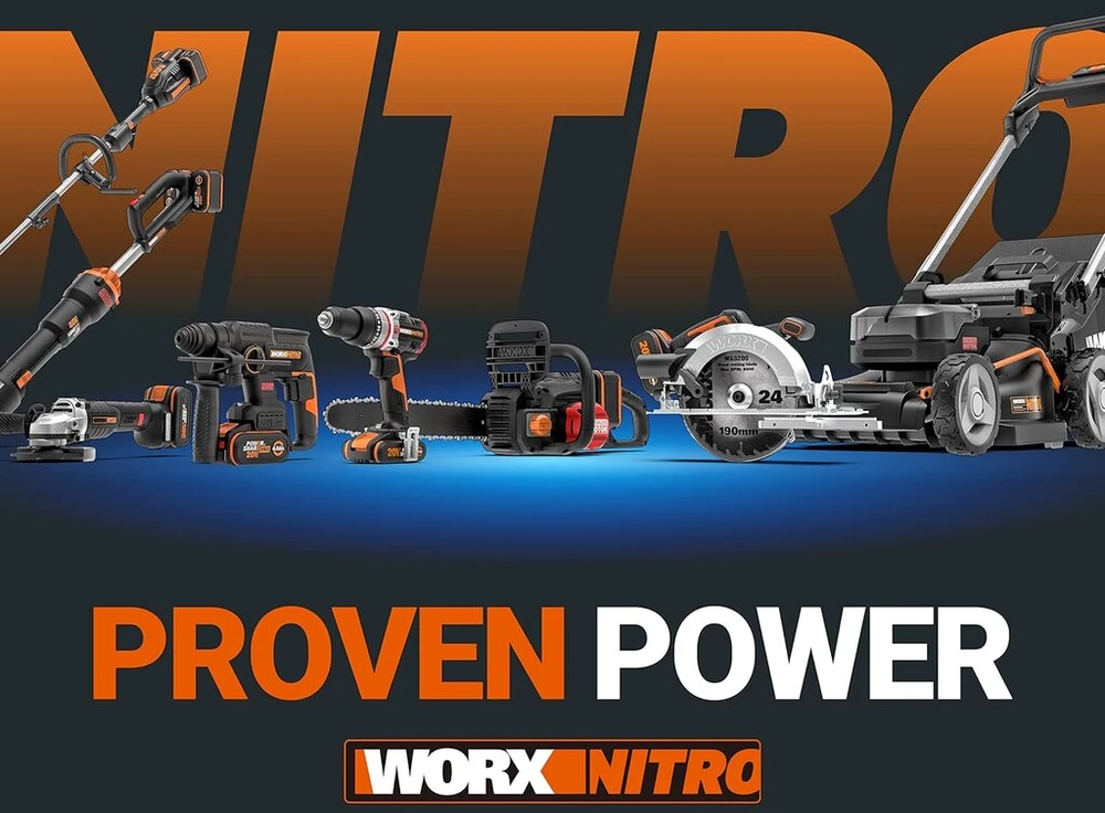 Worx Nitro Wx352.4 akumuliatorinis smūginis gręžtuvas 20 V, bešepetėlinis variklis, 60 Nm, reguliuojamas greitis, Led lemputė (įskaitant 75 dalių antgalių rinkinį, 2 x 2,0 Ah Powershare akumuliatorius)
