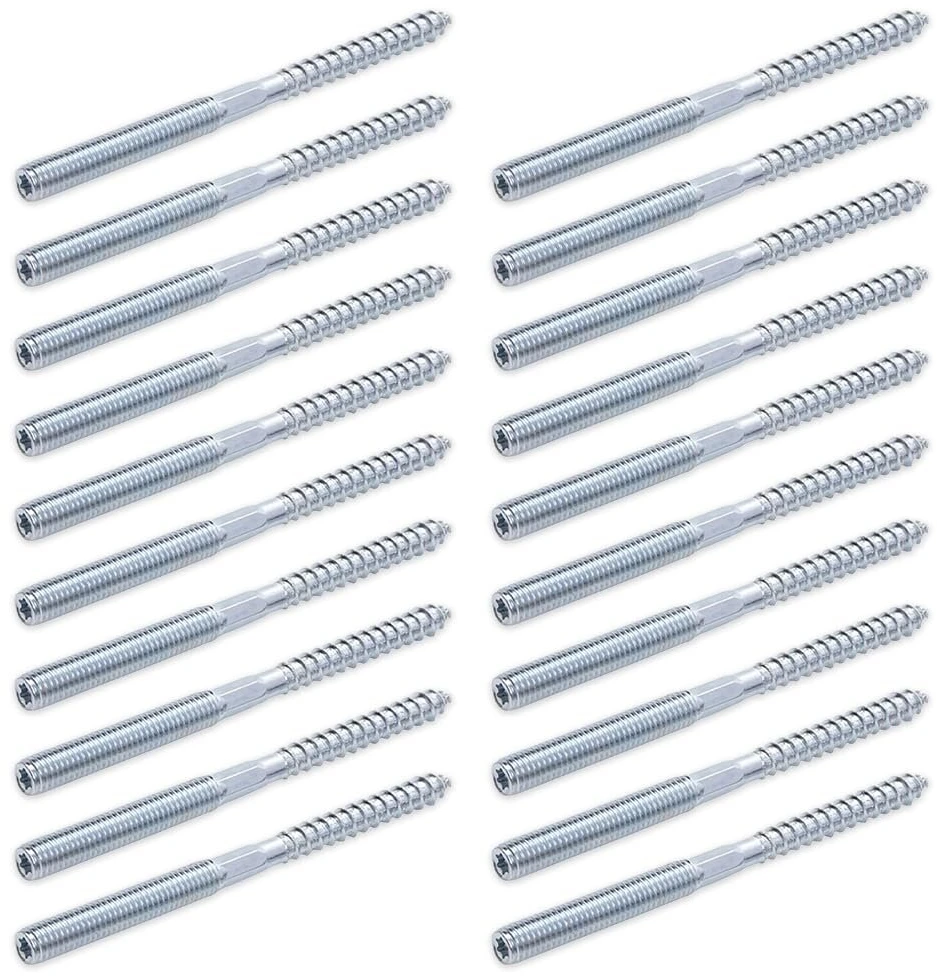 Wzhtuzi 20 vnt. pakaba varžtai, M6 x 80 mm dvigubos galvutės varžtai, dvipusiai kaištiniai varžtai, cinkuoti sriegiuoti varžtai, varžtų kaiščiai su fiksavimo dantų veržlėmis, skirti baldų kojoms, metalinei pakabai, mediniams