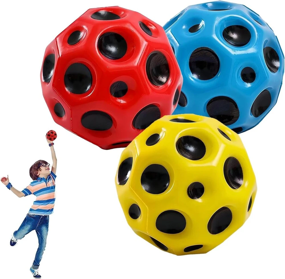 Wztcibur Šokinėjimo kamuolys, 3 vnt. Spaceballs Moon Original Lava Moonball Mini Super High Bouncing Lightweight Jumping Bouncy Balls Bouncy Interactive Toy for Stress Relief