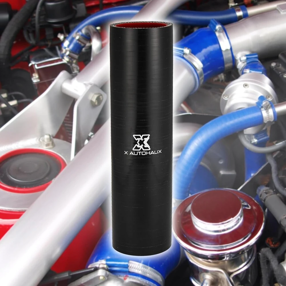 X Autohaux Automobilio tiesi silikoninė žarna, pakaitalas, 45 mm 1.77 colio vidinis skersmuo, juoda raudona