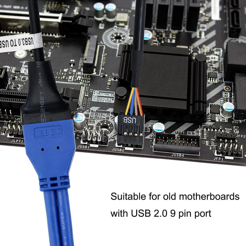 Xiatiaosann motininės plokštės usb 2.0 9 kontaktų į 20 kontaktų usb 3.0 kabelis, 8 vienetai 20 kontaktų kištukinė jungtis į 9 kontaktų lizdinę adapterio keitiklio kabelį, 15 cm