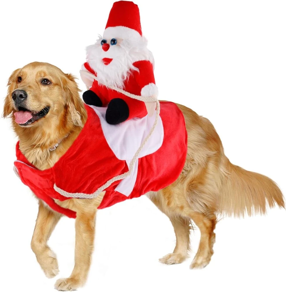 Xihircd šuns kostiumas santa claus juokingas kalėdinis šuns kostiumas mielas šuns cosplay kostiumas šuns santa apranga kalėdų vakarėlio suknelei gimtadienio dovana (2xl)