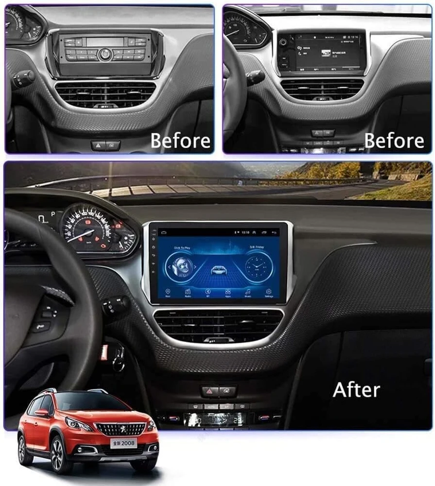 Automagnetola Xisedo 10.1 colio android 10.0 automobilinis radijas įmontuojamas ram 2g rom 32g automobilinė navigacija peugeot 2008 208 anno 2012-2015 palaiko vairo valdymą, wifi, bluetooth