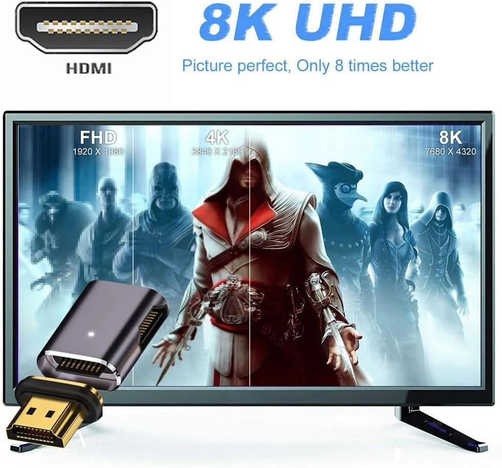 Xiwai 8k Hdmi 2.1 magnetinis prailginimo adapteris 19 kontaktų Hdmi A tipo jungtis į lizdą stačiu kampu 90 laipsnių tiesus vaizdo adapteris nešiojamam kompiuteriui Hdtv