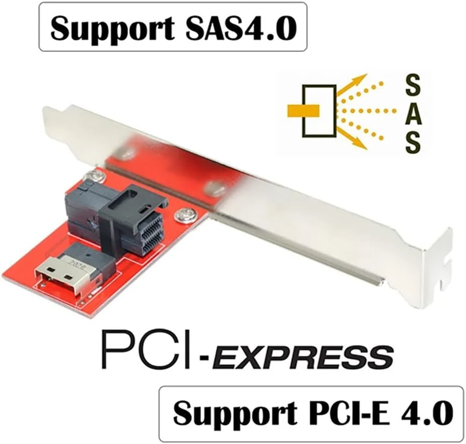 Xiwai Pci-express 4.0 Slimline Sas Sff-8654 į Hd Sff-8643 Pcba moterišką adapterį su laikikliu