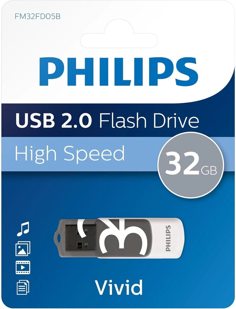 Xlyne Philips Fm32fd05b Vivid 32 Gb atminties kortelė Usb 2.0, balta