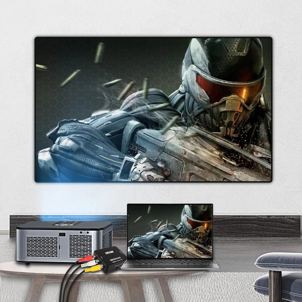 Televizorius Xmsjsiy Rca į Hdmi konverteris, Av į Hdmi, 1080p Rca Composite Cvbs vaizdo ir garso į Hdmi konverterio adapteris, palaikantis Pal/ntsc televizoriui Pc Vhs Vcr Dvd - juodas