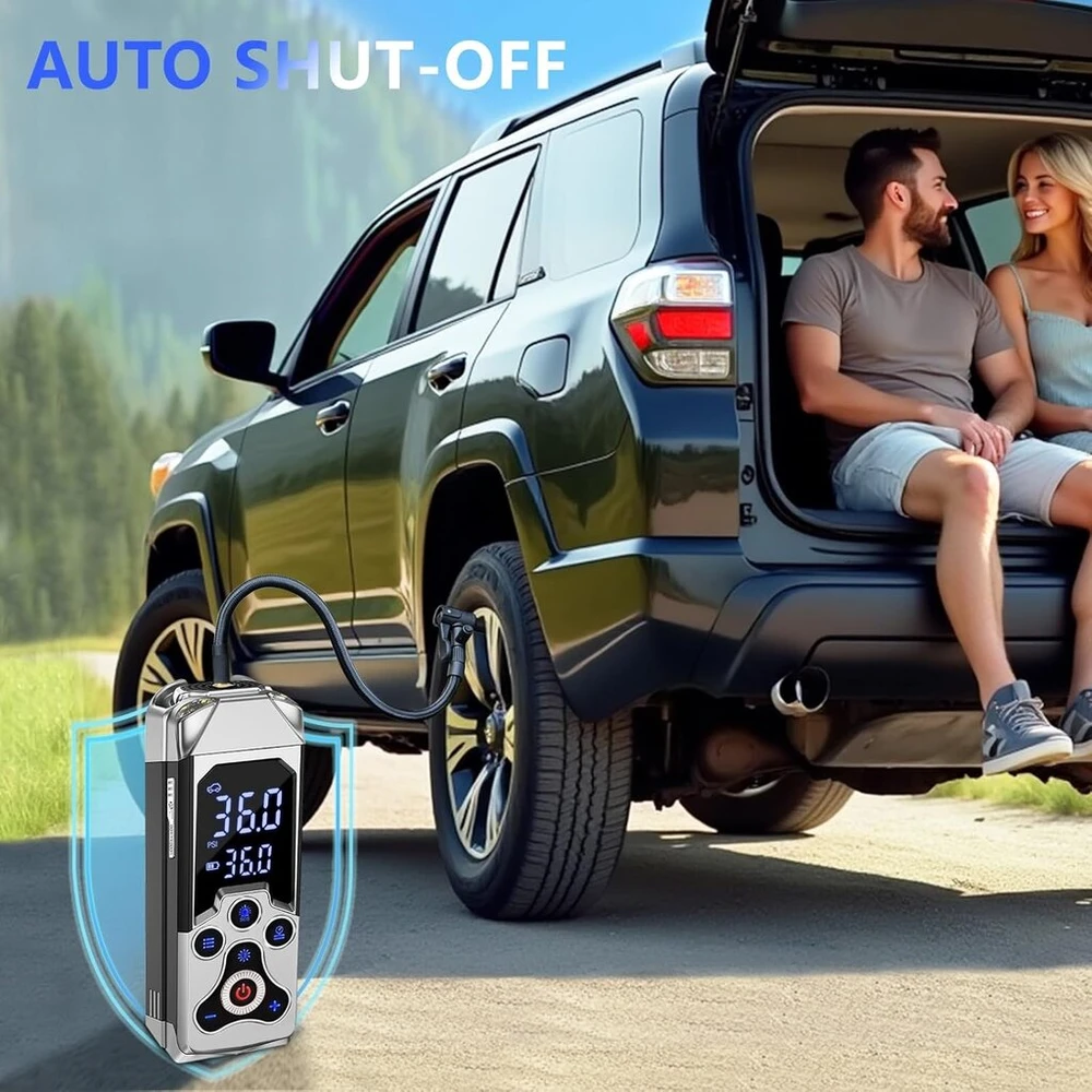 Xvawo akumuliatorinis oro siurblys elektrinis kompresorius: 12 V padangų siurblys su akumuliatoriumi – mini oro kompresorius su 150 Psi automobilių, motociklų ir dviračių padangoms