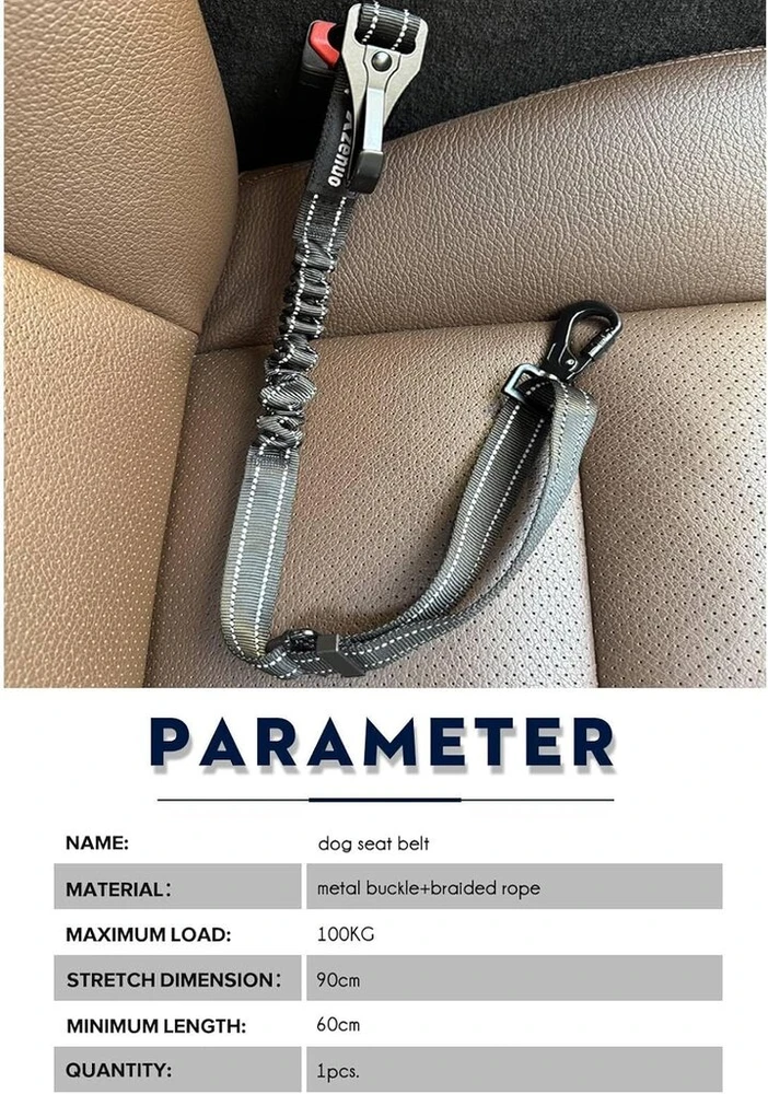 Xzenuo šuns saugos diržas automobiliui, šuns saugos diržas automobilio galinei sėdynei, reguliuojama šuns sagtis, saugos diržai su elastine smūgio absorbcija ir metaliniu karabinu