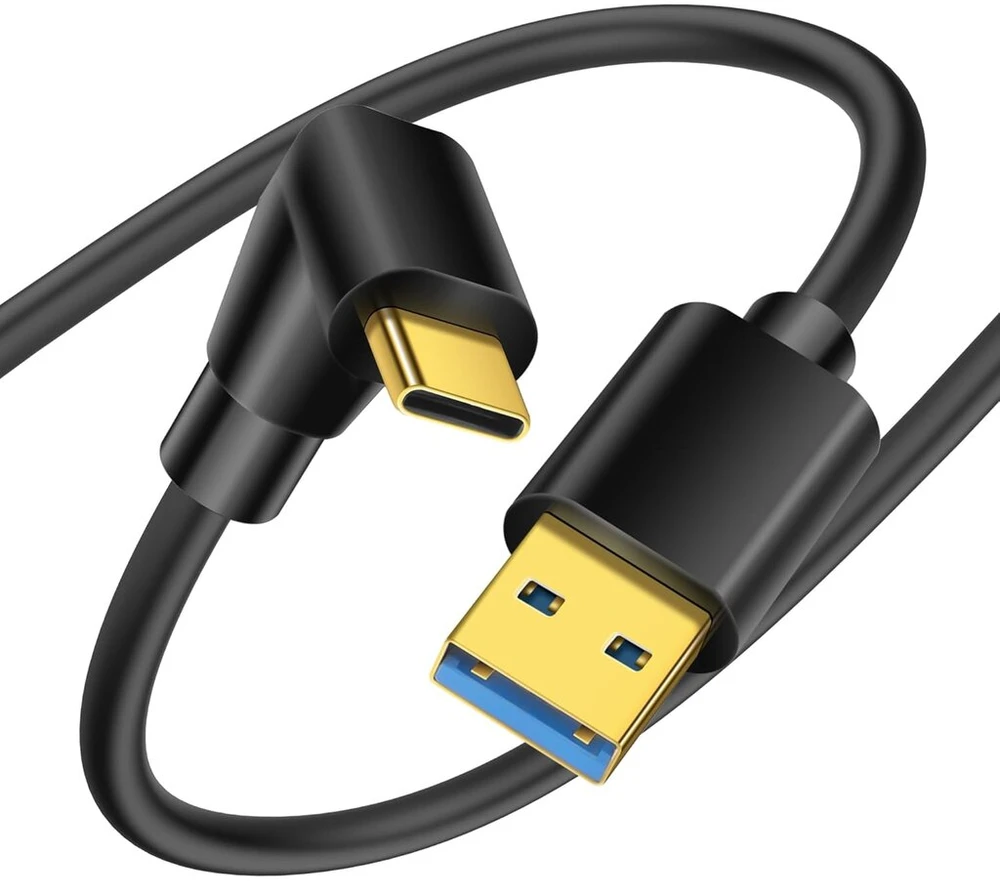 Yacsejao 90 laipsnių Usb Type-c kabelis Usb 3.0 A į Usb C aukštyn ir žemyn kampu greito įkrovimo kabelis, suderinamas su nešiojamuoju kompiuteriu, Pc, planšetiniu kompiuteriu, telefonu ir daugiau (0.5 m / 1.6 ft)
